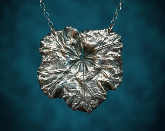 Silver Mallow Leaf Necklace, One of a Kind Handmade Jewelry, Fine Silver Jewelry