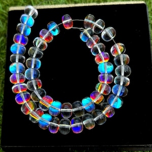 AAA++ Quality Fire Rainbow Quartz Cabochon Briolette Beads, Rondelle Shape Fire Rainbow Quartz Cabs Beads Jewelry, Gift For Her, 8 Inch,