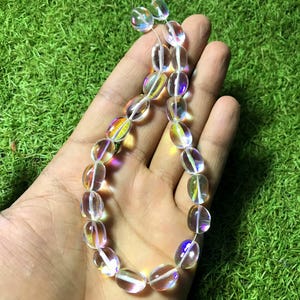 Fire Rainbow Quartz Plain Beads, Tumble Shape Rainbow Quartz Fire Beads, Cabochon Rainbow Quartz For Making Jewelry, For Gifts,