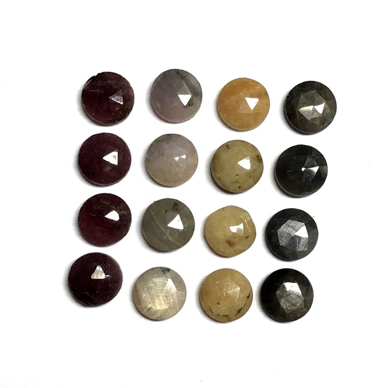 Multi Sapphire Faceted Slices Multi Sapphire Round Slices Natural Multi Sapphire Rose Cut Slices Multi Sapphire Slices 8x8 MM,