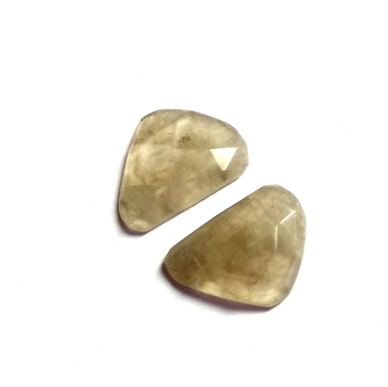 Smoky Quartz Faceted Slices Pair Smoky Quartz Slices Pair Loose Gemstone. Natural Smoky Quartz Rose Cut Matched Pair Slices 19x13 mm