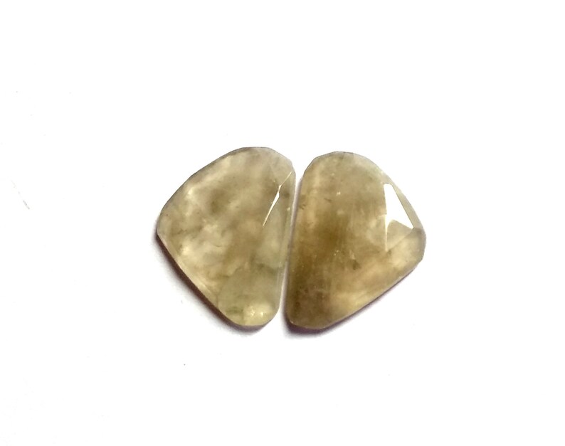 Smoky Quartz Faceted Slices Pair Smoky Quartz Slices Pair Loose Gemstone. Natural Smoky Quartz Rose Cut Matched Pair Slices 19x13 mm