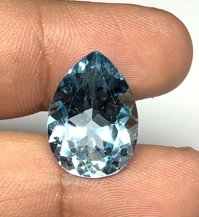 Blue Topaz Cut Gemstone Blue Topaz Brilliant Cut Pear Etsy