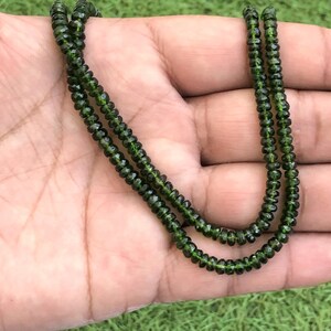 Chrome Diopside Faceted Rondelle Beads, Chrome Diopside Beads, Natural Chrome Diopside Faceted Beads, AAA+ Quality 4-5 mm Beads, Wholesale,
