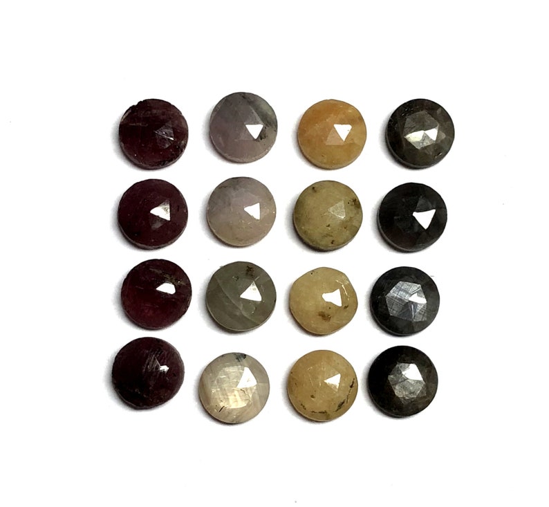 Multi Sapphire Faceted Slices Multi Sapphire Round Slices Natural Multi Sapphire Rose Cut Slices Multi Sapphire Slices 8x8 MM,