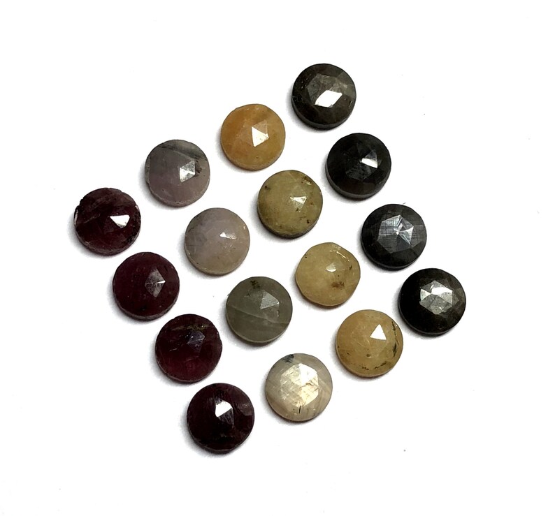 Multi Sapphire Faceted Slices Multi Sapphire Round Slices Natural Multi Sapphire Rose Cut Slices Multi Sapphire Slices 8x8 MM,