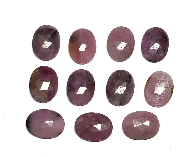 Pink Sapphire Slices Pink Sapphire Faceted Slices 16x12 MM, Natural Pink Sapphire Rose Cut Slices Pink Sapphire Oval Slices