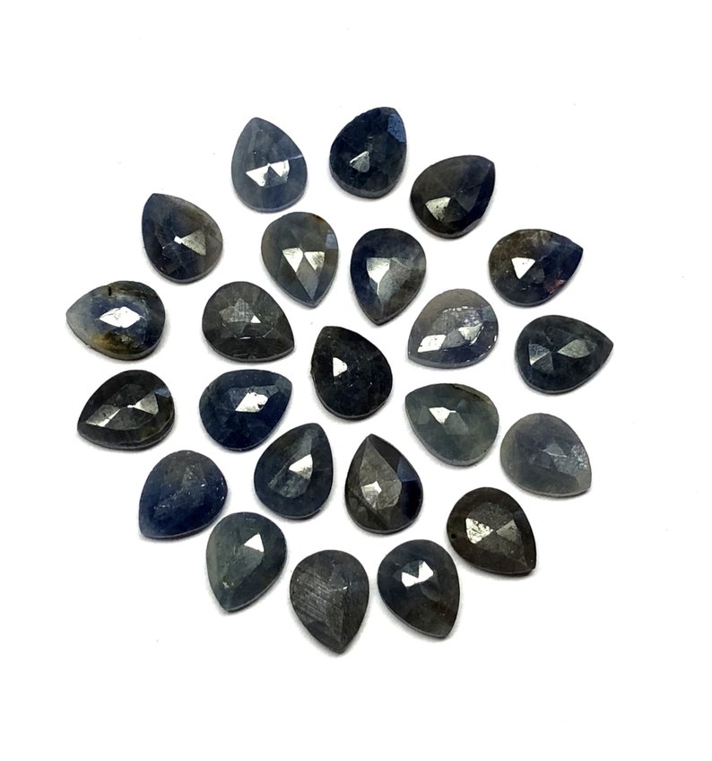 Blue Sapphire Pear Slices 9x7 MM, Natural Blue Sapphire Rose Cut Slices Blue Sapphire Slices Blue Sapphire Faceted Slices