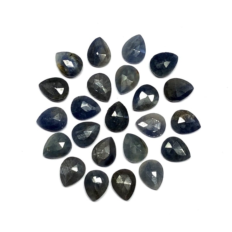 Blue Sapphire Pear Slices 9x7 MM, Natural Blue Sapphire Rose Cut Slices Blue Sapphire Slices Blue Sapphire Faceted Slices
