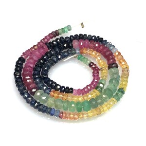 Multi Sapphire Faceted Beads, Multi Sapphire Cut Beads, Natural Multi Sapphire Rondelle Beads, 4x6 MM, Sapphire 10 Inch Beads.