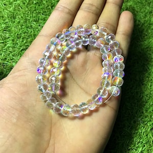AAA++ Quality Fire Rainbow Quartz Faceted Cut Rondelle Shape Beads, Fire Rainbow Quartz Cut Beads Jewelry, Gift For Her, 8 Inch,