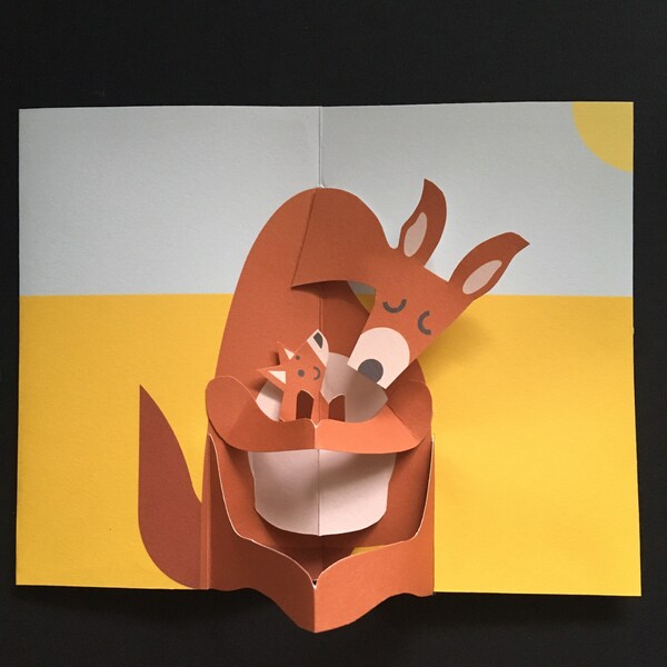 Pop Up 3D Kangaroo Greetings Card! PopUp Australia Mothers Day Baby Joey Roo Handmade