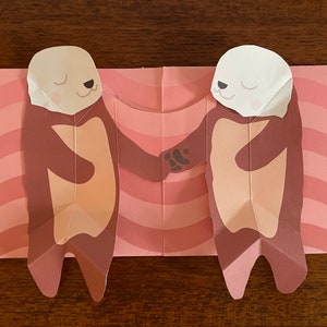 Pop Up 3D Love Otters Greeting Card! Otterley Brilliant Mum, For your Otter Half or Significant Otter PopUp Handmade