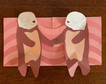 Pop Up 3D Love Otters Mother's Day Greeting Card! Otterley Brilliant Mum, For your Otter Half or Significant Otter PopUp Handmade Valentine