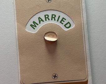 Engaged / Married Card - Moveable Interactive Novelty Wedding Greetings Card (turn door sign from ENGAGED to MARRIED)