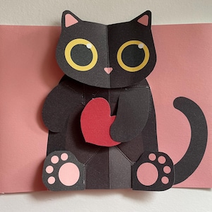 Carte de voeux pop-up pour la fête des mères Love Cat ! Carte pop-up chaton 3D