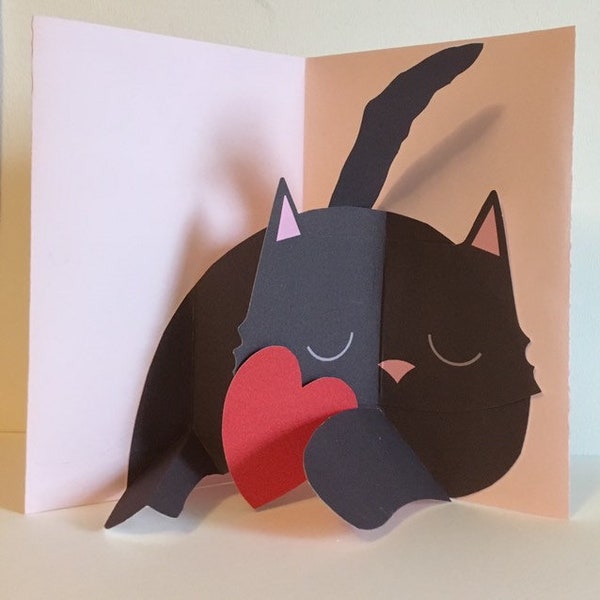 Cat Pop up Card Etsy