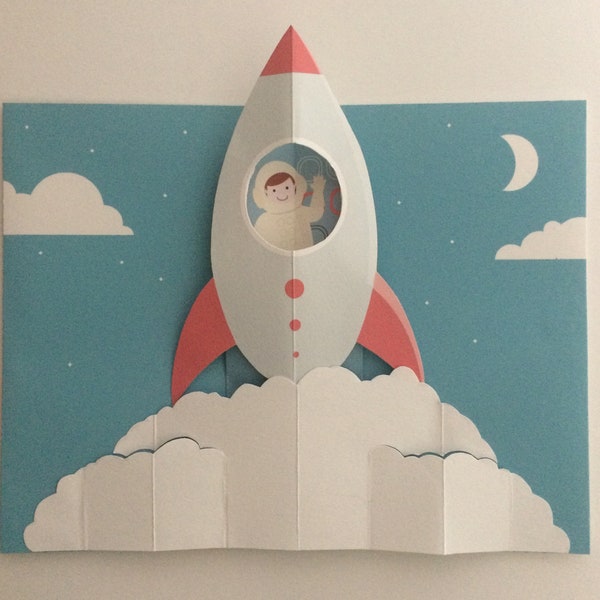 Pop Up 3D Rocket Birthday Card PopUp Greetings Card!