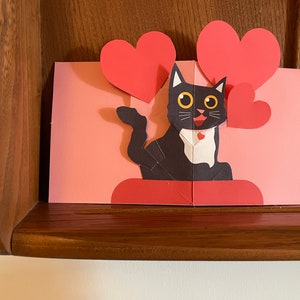 Pop Up 3D Mother's Day Cat Greeting Card! Birthday Mum Valentine Card PopUp Love Heart Handmade