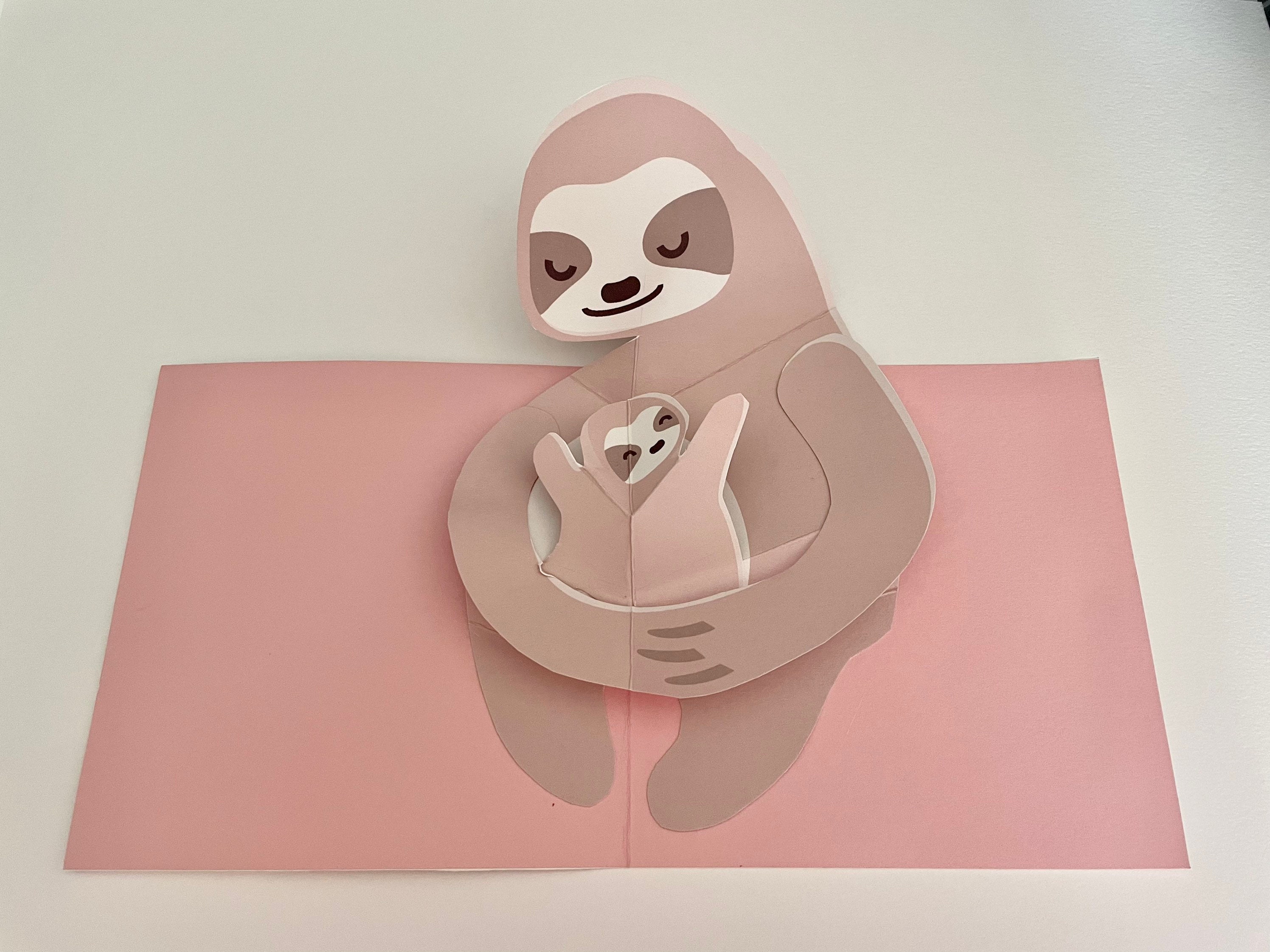 Pop up 3D Sloth Mother's Day Greeting Card! Birthday Popup