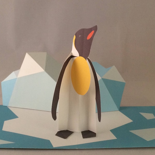 Pop Up Penguin Arctic Greetings Card! PopUp Christmas Winter Snow Card 3D