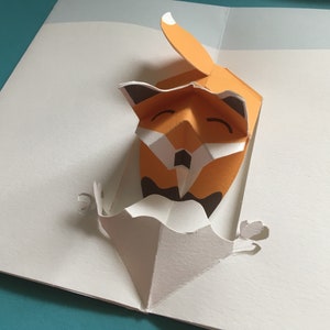 Pop Up Fox diving in the Snow Greeting Card! PopUp Christmas Winter Birthday Card 3D