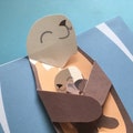 Sea Otter & Pup Pop-Up Card, Handmade 3D Mother's Day Card