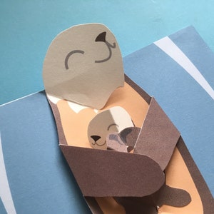 Pop Up 3D Sea Otter & Pup Mother's Day Greeting Card! PopUp Mum Father Child New Born Mothers Day