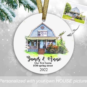 New home christmas ornament , our first home ornament , first home ornament , house photo ornament , new home gift , new house ornament