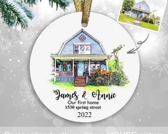 New home christmas ornament , our first home ornament , first home ornament , house photo ornament , new home gift , new house ornament