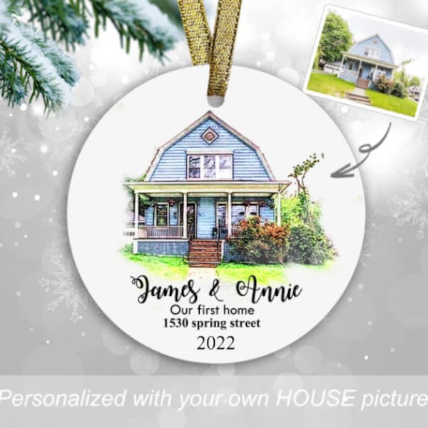 New home christmas ornament , our first home ornament , first home ornament , house photo ornament , new home gift , new house ornament