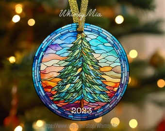 Magnifique Décoration De Noël 2025 En Vitrail Pour Sapin – Ornement Suspendu Translucide, Idée Cadeau Unique Et Élégante – Lot De Plusieurs Motifs