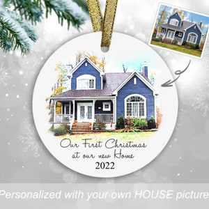 Custom house ornament , Our first Christmas at our new home 2021 , new home gift for Christmas , christmas housewarming gift