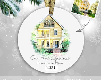 Personalized New Home Ornament, Your House Photo Ornament, Watercolor House Ornament, New Home Christmas Ornament, First Home Ornament