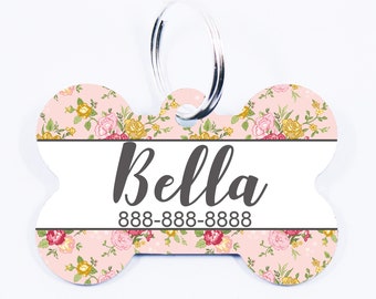 Floral dog name Tags , Personalized Floral Dog Tag , Custom Floral pet ID tags , Personalized Floral Dog Tags , cute dog tags , name tag