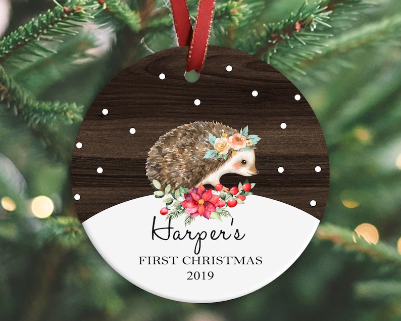 Christmas gift 2019 Baby/'s first Christmas ornament newborn baby Christmas gift Hedgehog ornament keepsake ornament