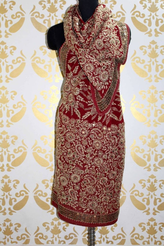 Special Phulkari Embroidered Dupatta, Georgette Fa