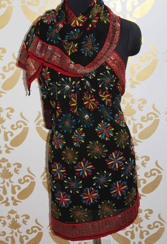 Phulkari Embroidered Dupatta, Georgette Fabric Wom