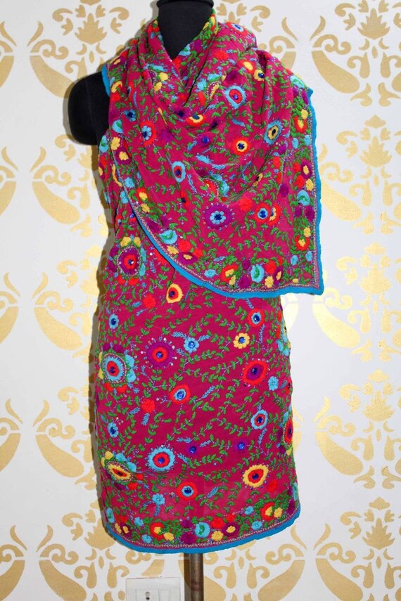 Phulkari Embroidered Dupatta, Georgette Fabric Wom