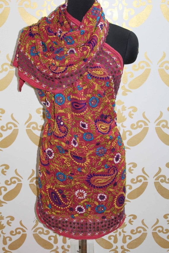 Phulkari Embroidered Dupatta, Georgette Fabric Wom