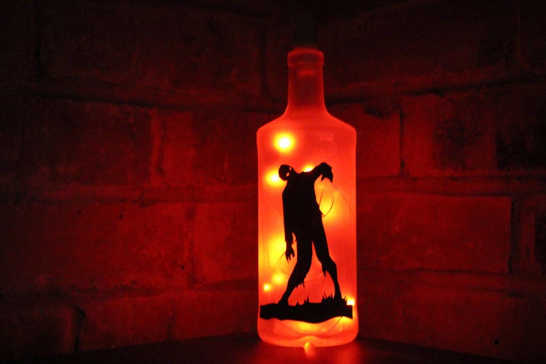 Zombie Liquor Bottle Lamp 20 LED Lights Upcycled Man Cave Etsy UK