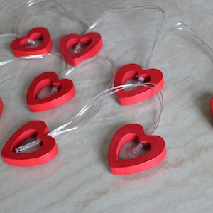 Red Heart Christmas Lights, Fun Fairy Lights, Battery Powered Valentines Gift image 5