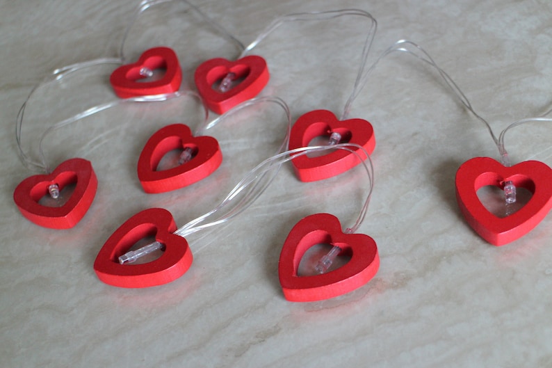 Red Heart Christmas Lights, Fun Fairy Lights, Battery Powered Valentines Gift image 5