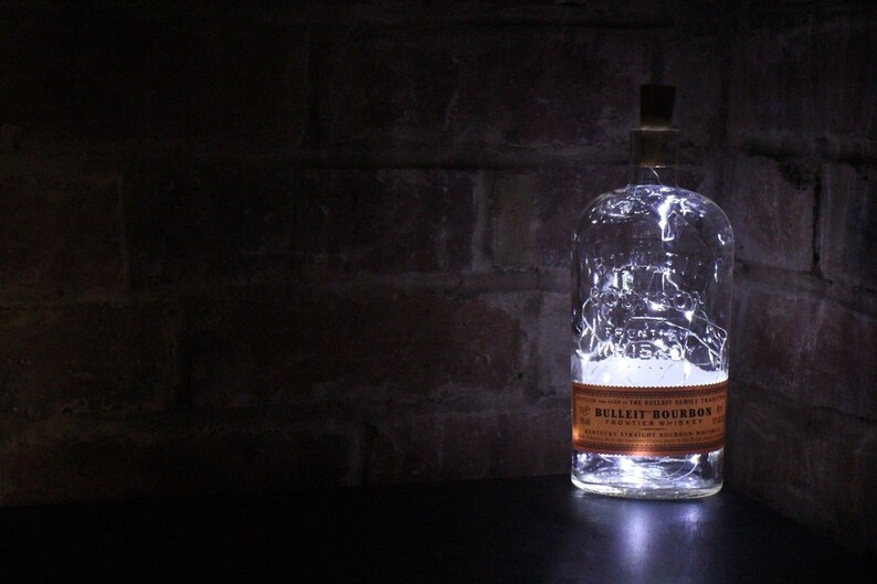 Bulleit Bourbon Whisky Bottle Lamp 20 LED Lights Upcycled Etsy