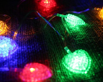 Multicoloured Heart Christmas Lights, Fun Fairy Lights, Battery Powered Valentines Gift