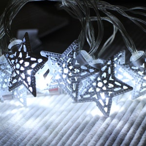 Luci bianche marocchine, luci fatate, alimentate a batteria, luci di Natale