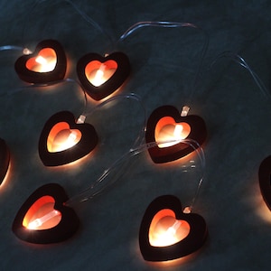 Red Heart Christmas Lights, Fun Fairy Lights, Battery Powered Valentines Gift image 3