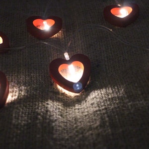Red Heart Christmas Lights, Fun Fairy Lights, Battery Powered Valentines Gift image 7