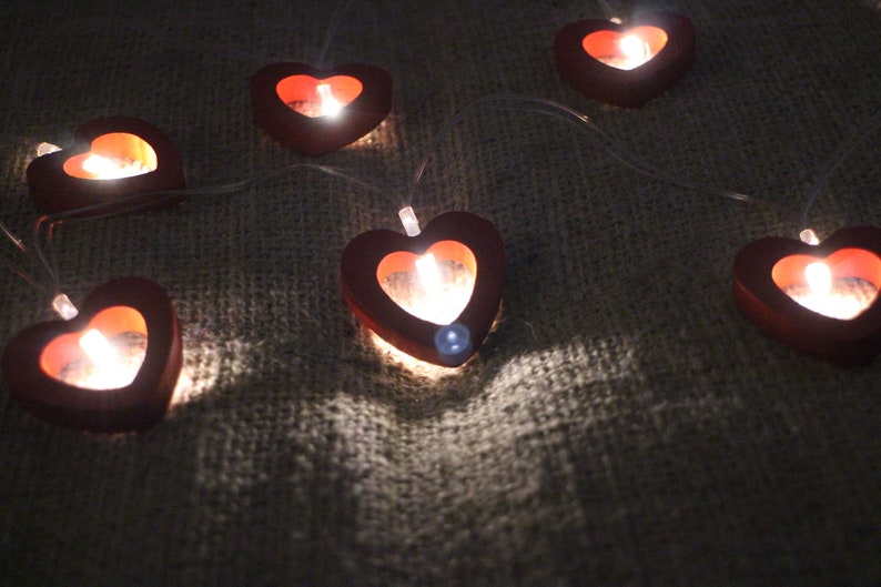 Red Heart Christmas Lights, Fun Fairy Lights, Battery Powered Valentines Gift image 7