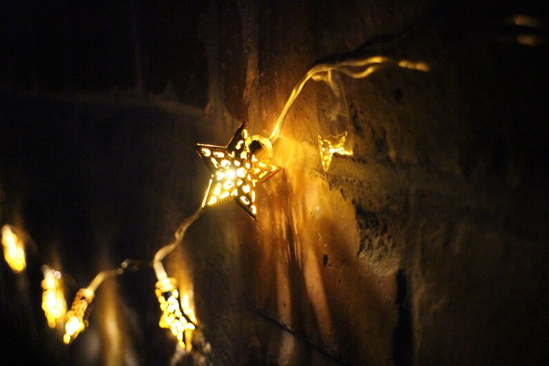 Gold Moroccan Star Lights Fairy Lights Battery Powered Etsy